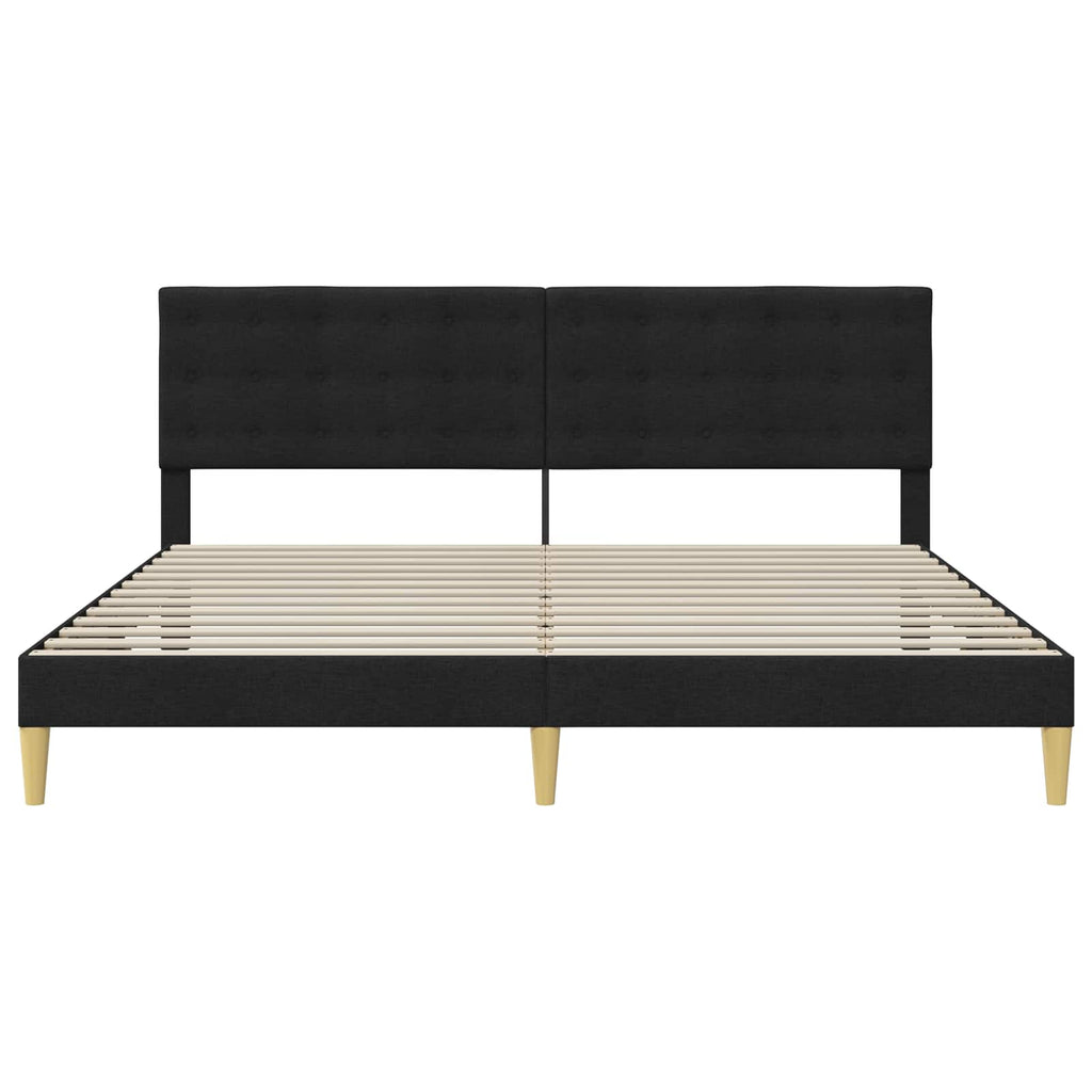 Bettrahmen mit Kopfteil Schwarz 200 x 200 cm Stoff