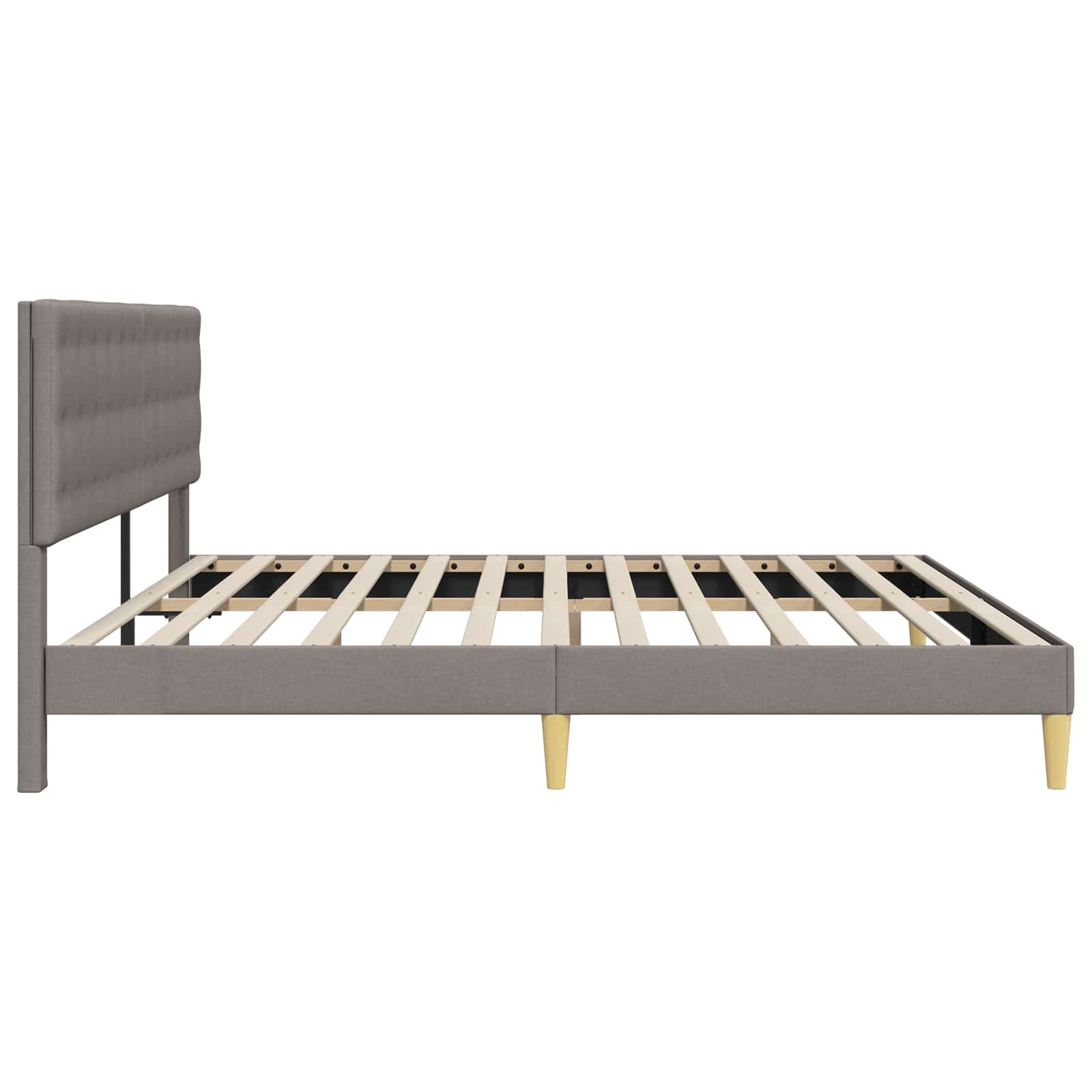 Bettrahmen mit Kopfteil Taupe 200 x 200 cm Stoff