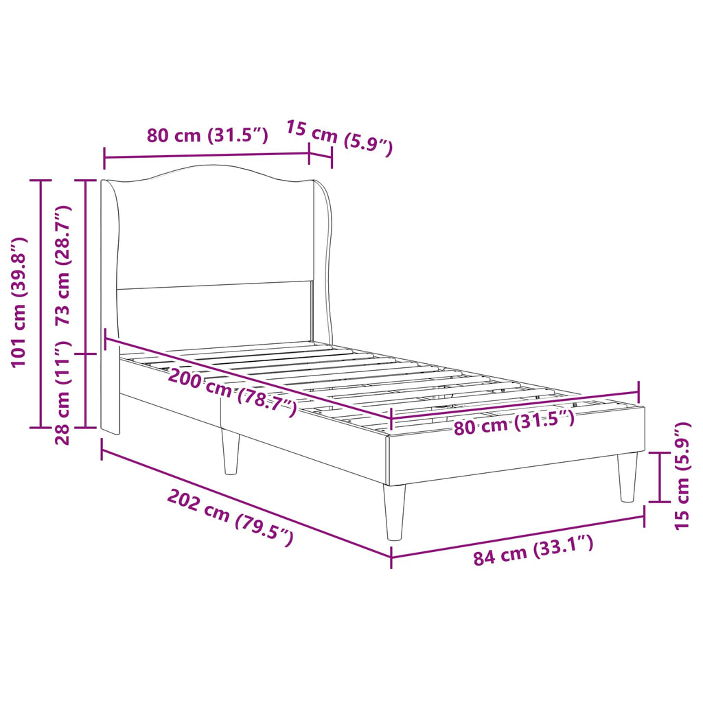 Bettrahmen mit Kopfteil Schwarz 80 x 200 cm Kunstleder