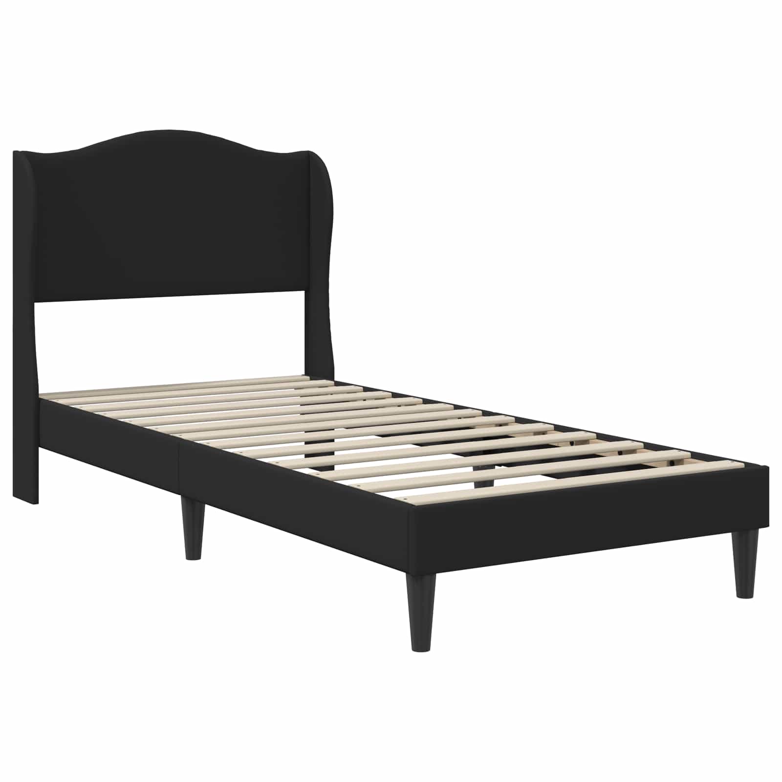 Bettrahmen mit Kopfteil Schwarz 90 x 190 cm Kunstleder