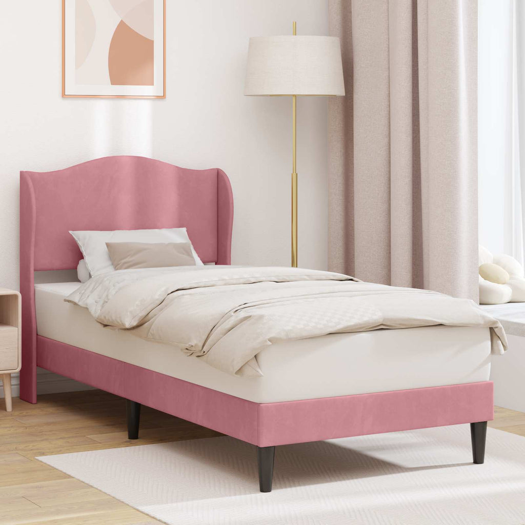 Bettrahmen mit Kopfteil Rosa 90 x 190 cm Samt