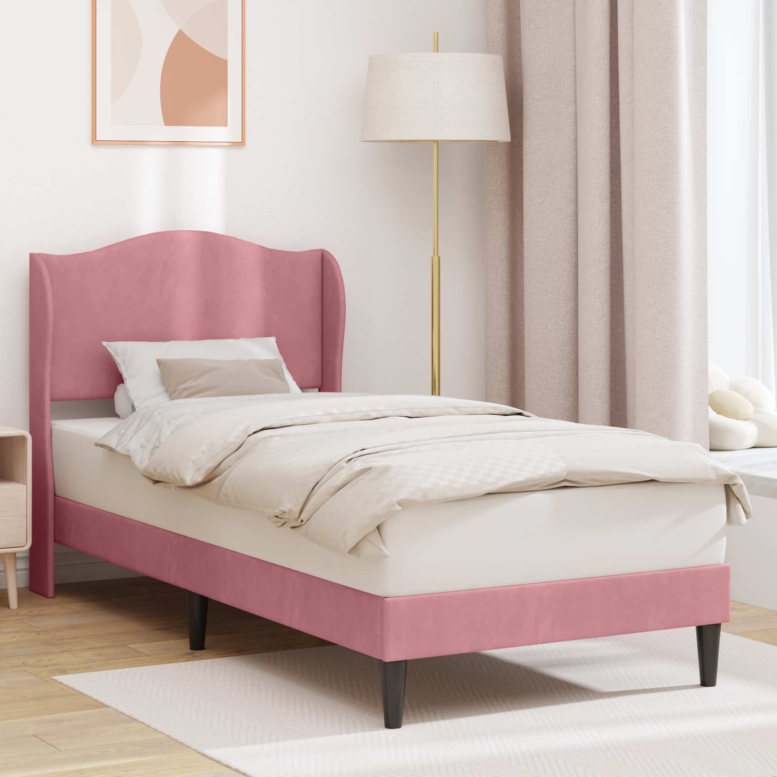 Bettrahmen mit Kopfteil Rosa 90 x 200 cm Samt