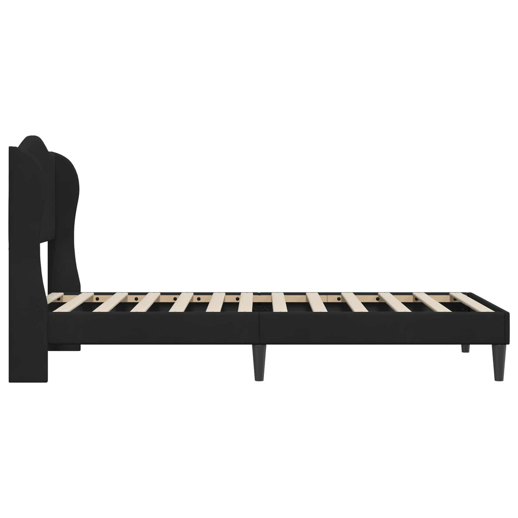 Bettrahmen mit Kopfteil Schwarz 90 x 200 cm Samt