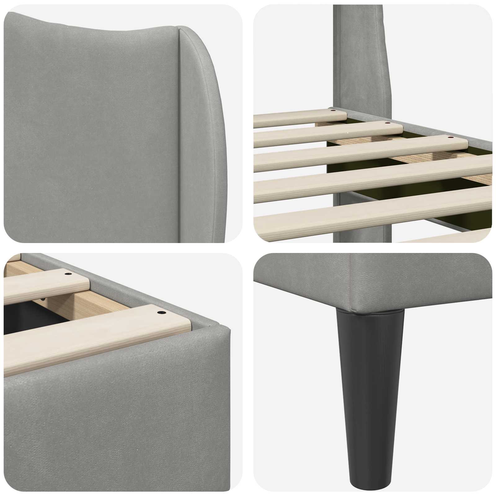 Bettrahmen mit Kopfteil Hellgrau 140 x 190 cm Samt