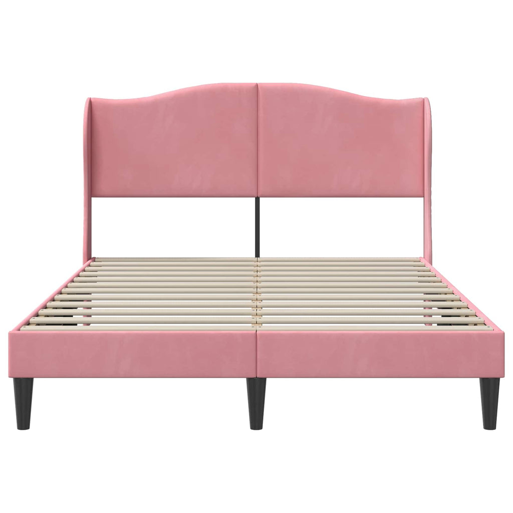 Bettrahmen mit Kopfteil Rosa 140 x 190 cm Samt