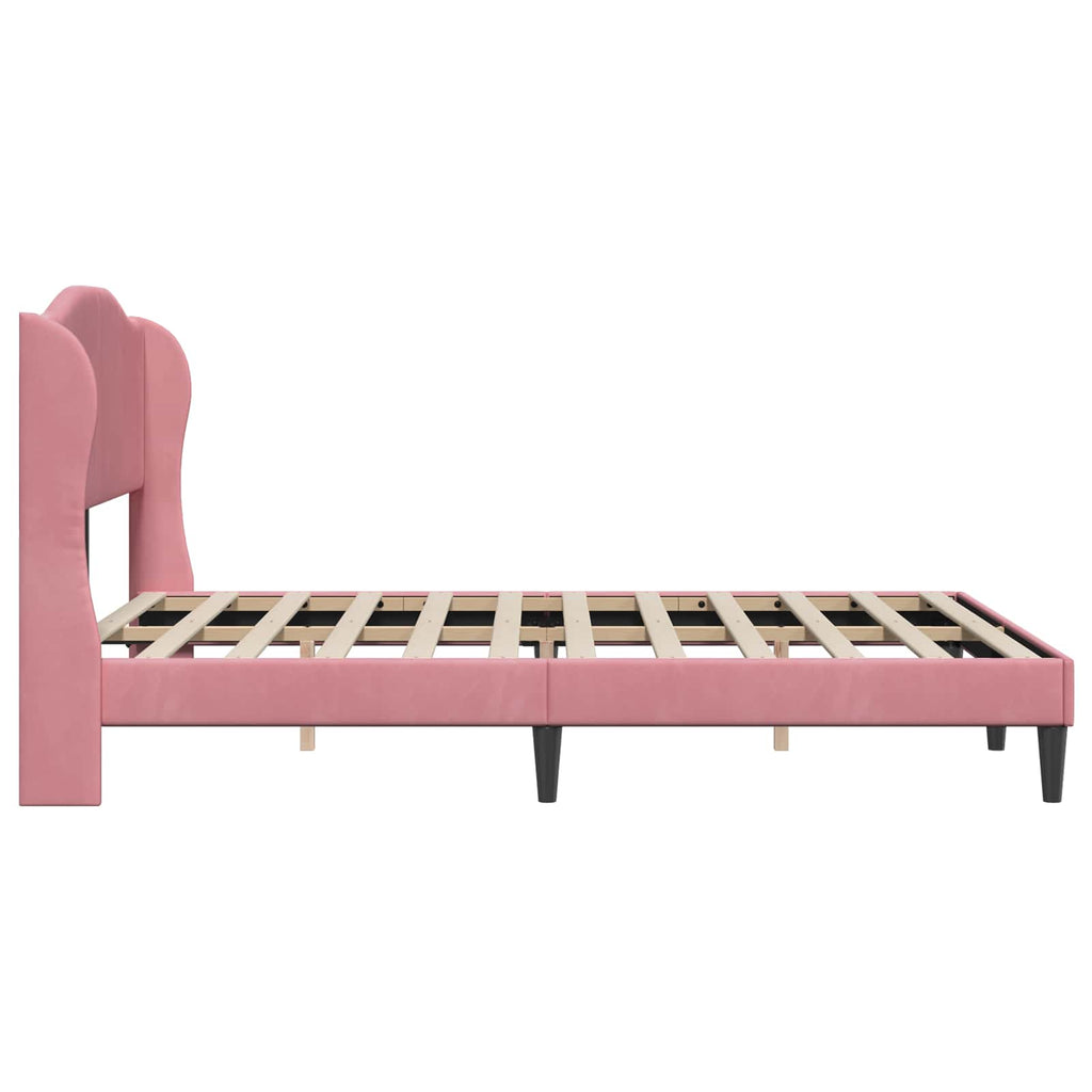 Bettrahmen mit Kopfteil Rosa 140 x 190 cm Samt