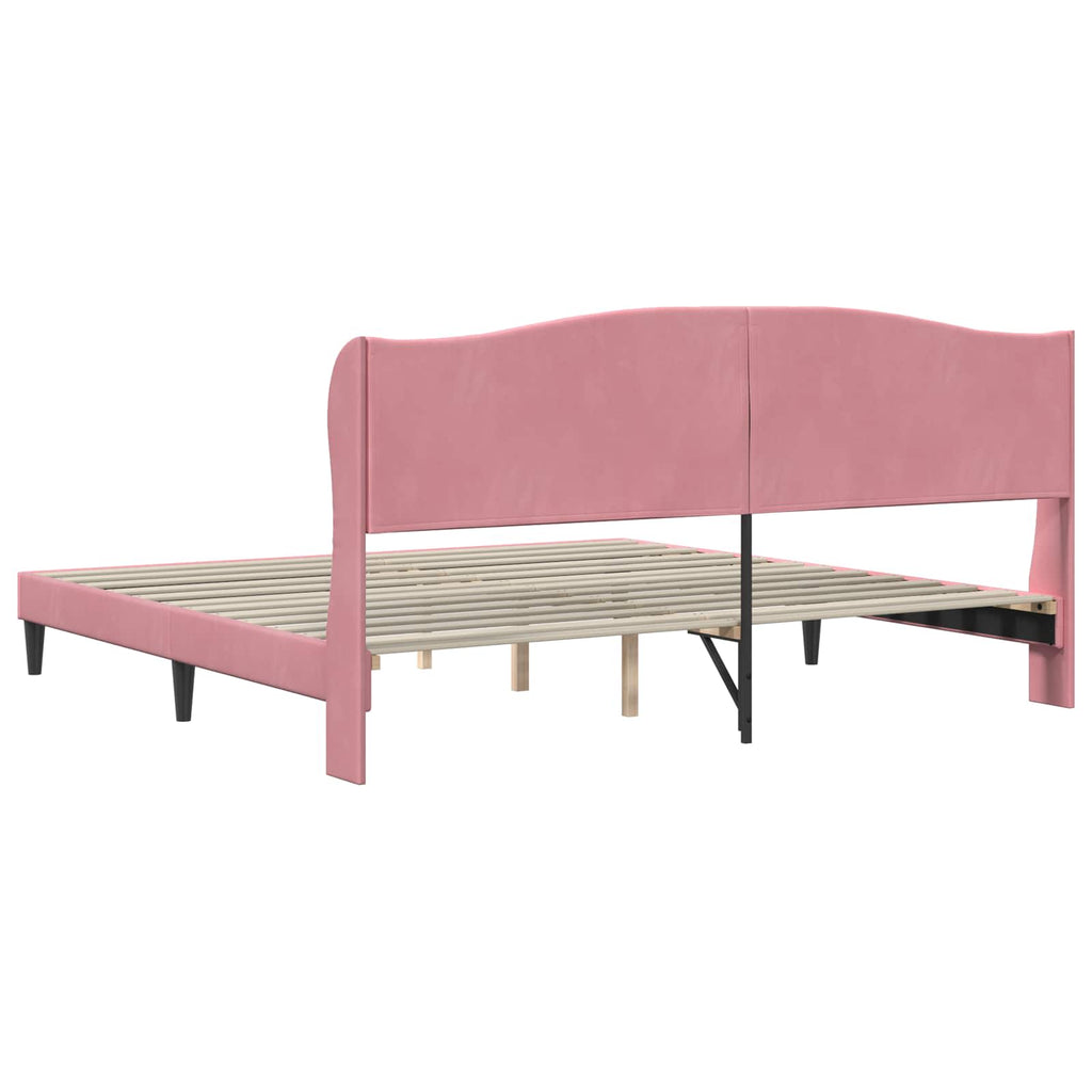 Bettrahmen mit Kopfteil Rosa 180 x 200 cm Samt