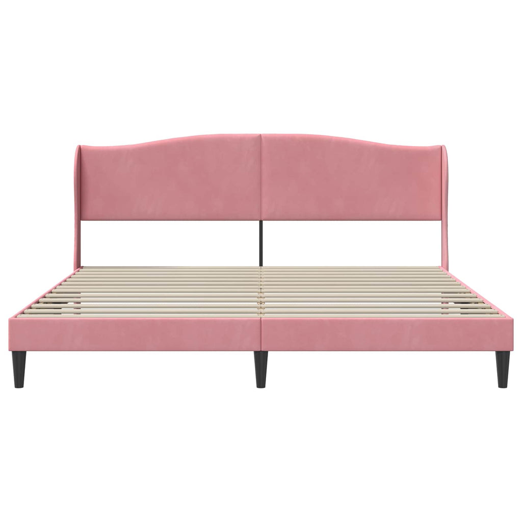 Bettrahmen mit Kopfteil Rosa 180 x 200 cm Samt