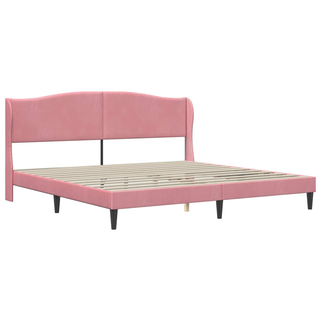 Bettrahmen mit Kopfteil Rosa 200 x 200 cm Samt