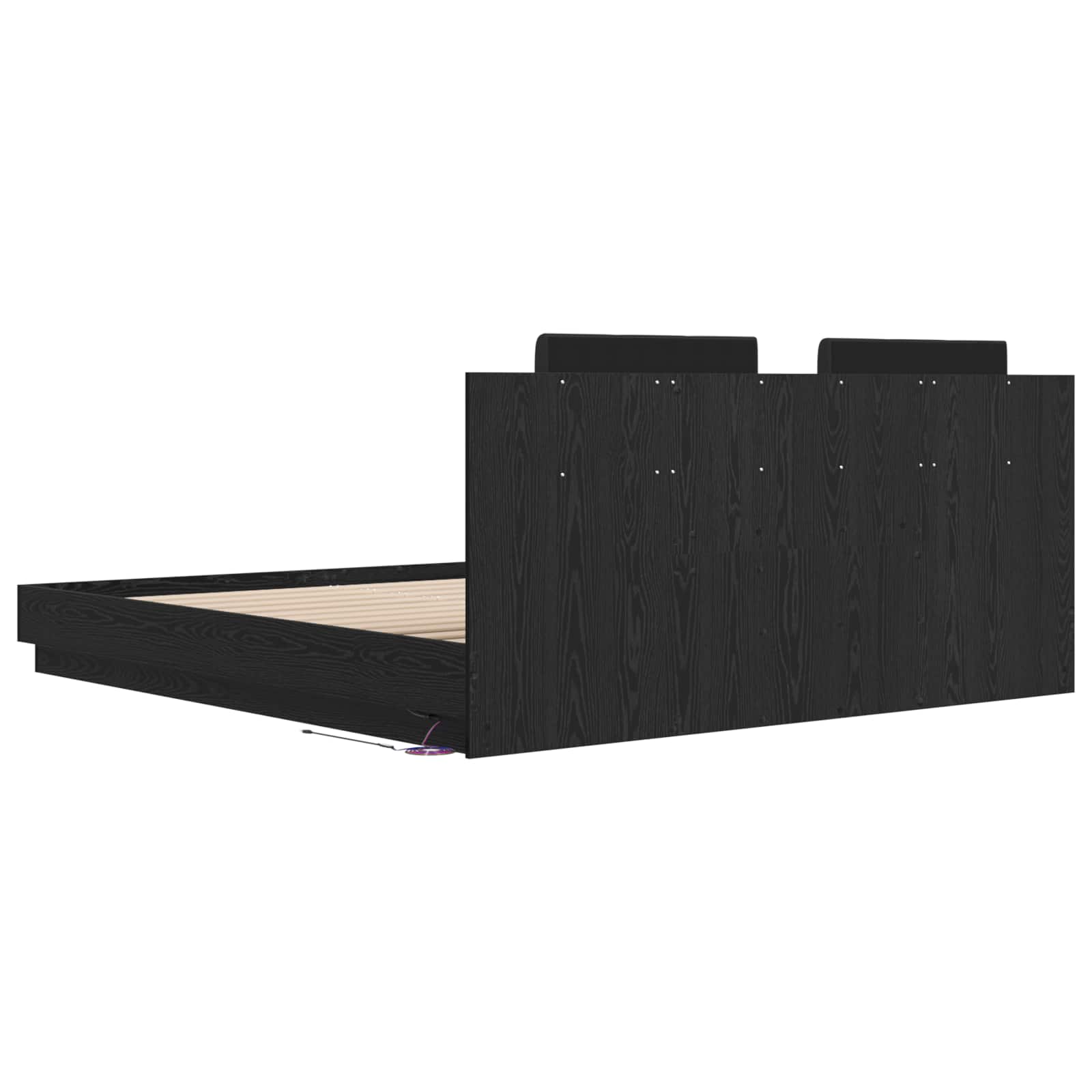 Bettgestell mit Kopfteil Schwarz Eichen-Optik 200 x 200 cm