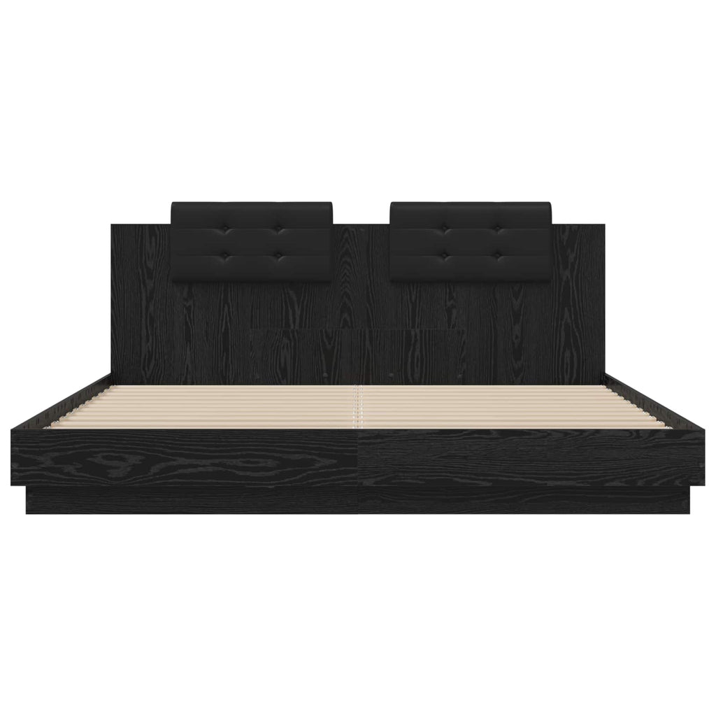 Bettgestell mit Kopfteil Schwarz Eichen-Optik 200 x 200 cm