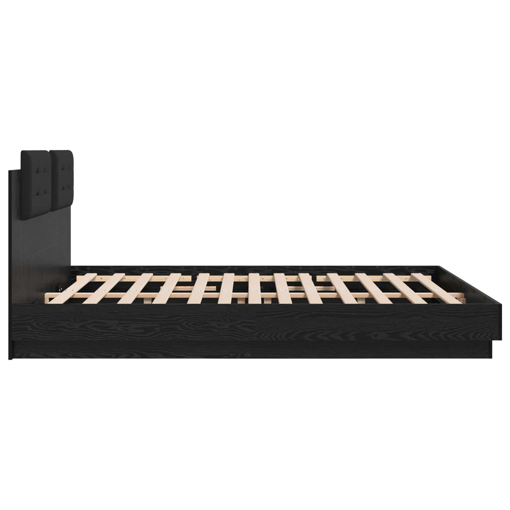 Bettgestell mit Kopfteil Schwarz Eichen-Optik 200 x 200 cm