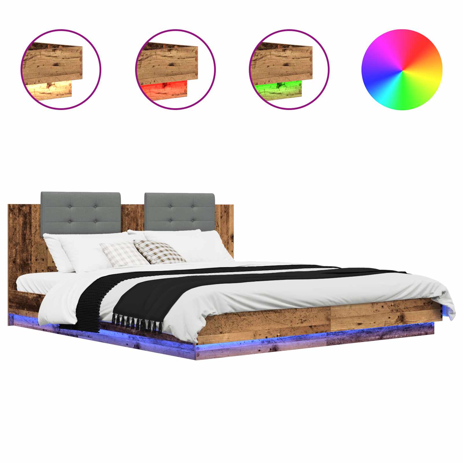 Bettgestell mit Kopfteil Altholz 180 x 200 cm Holzwerkstoff