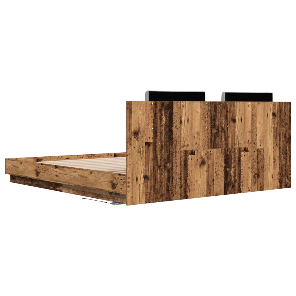 Bettgestell mit Kopfteil Altholz 180 x 200 cm Holzwerkstoff