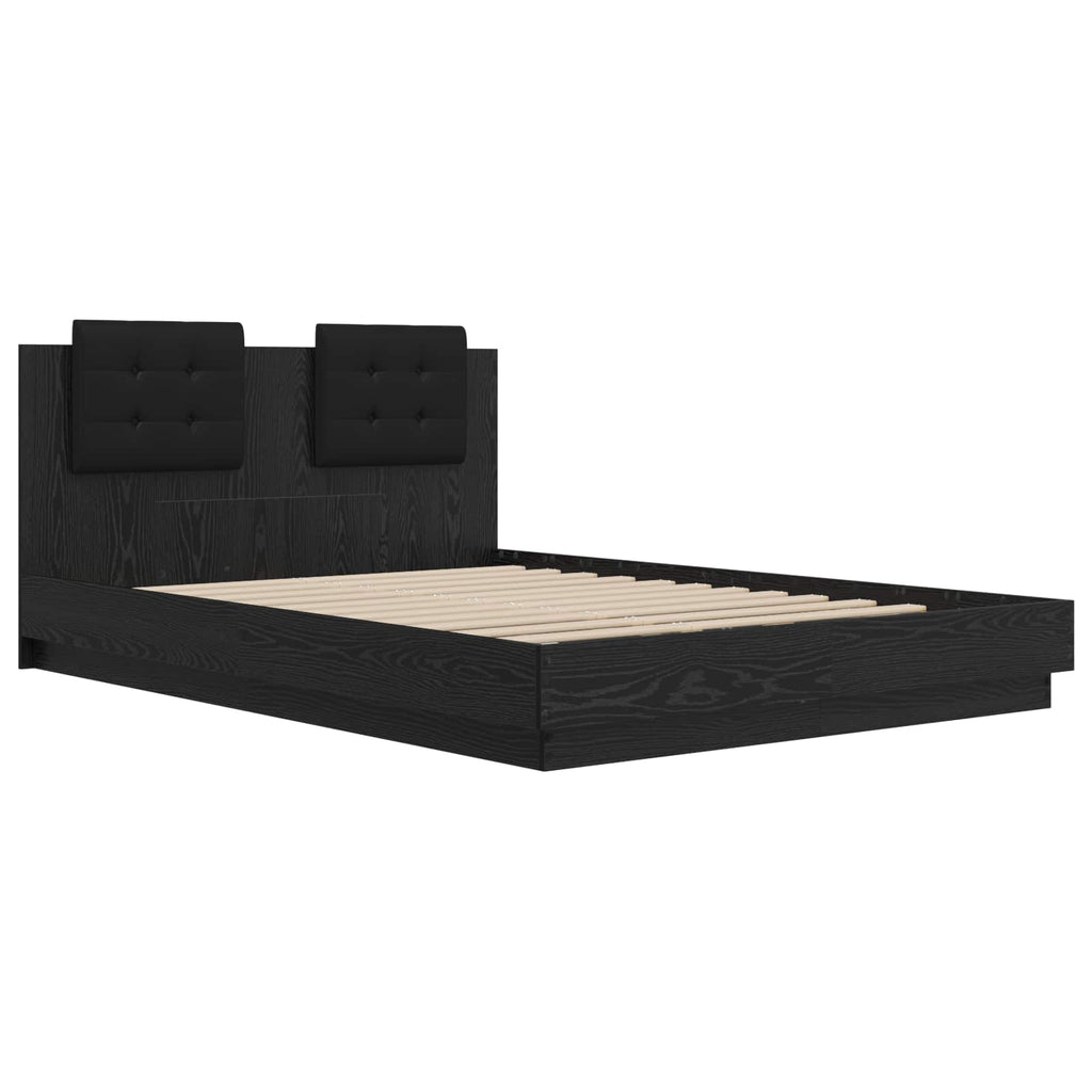 Bettgestell mit Kopfteil Schwarz Eichen-Optik 160 x 200 cm