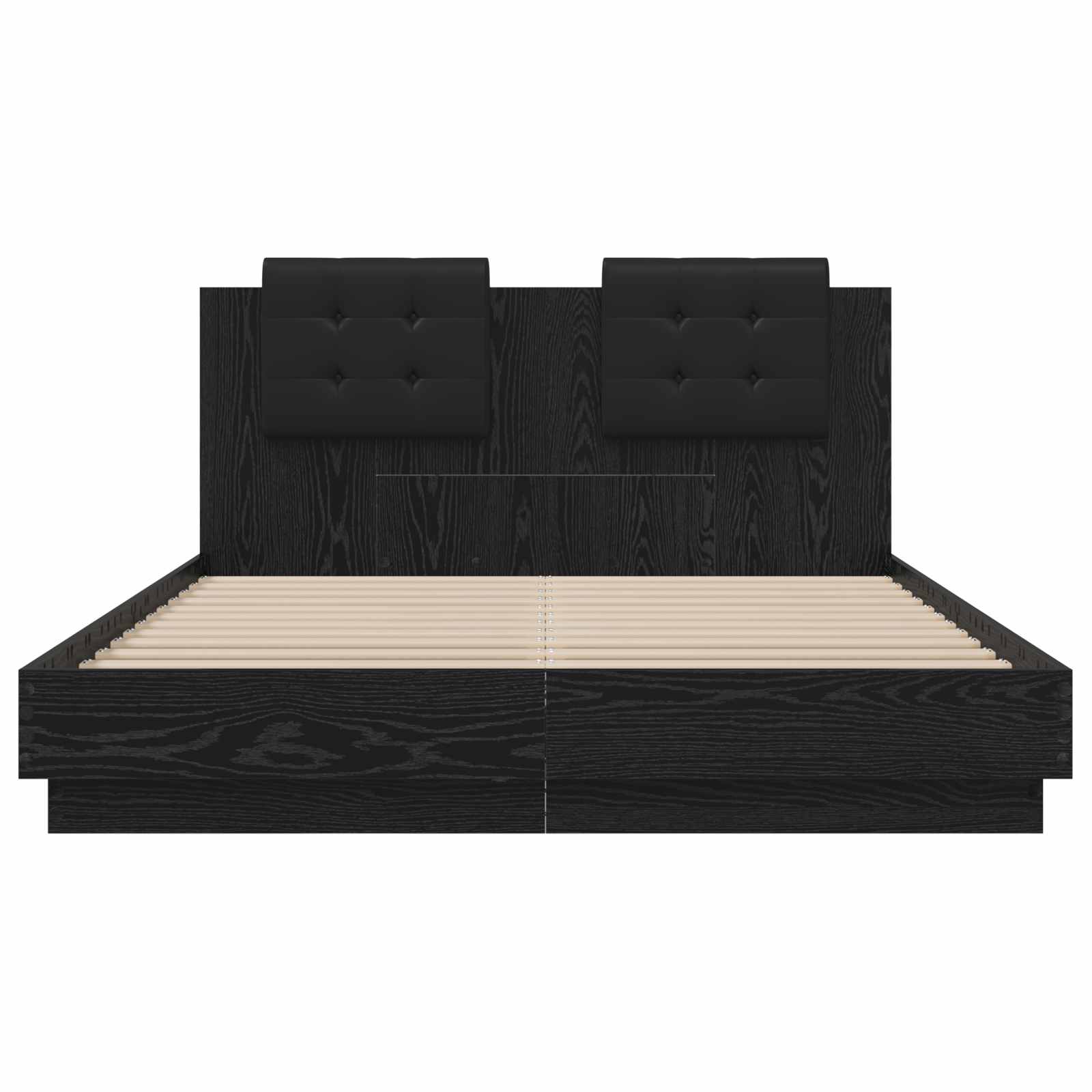 Bettgestell mit Kopfteil Schwarz Eichen-Optik 160 x 200 cm