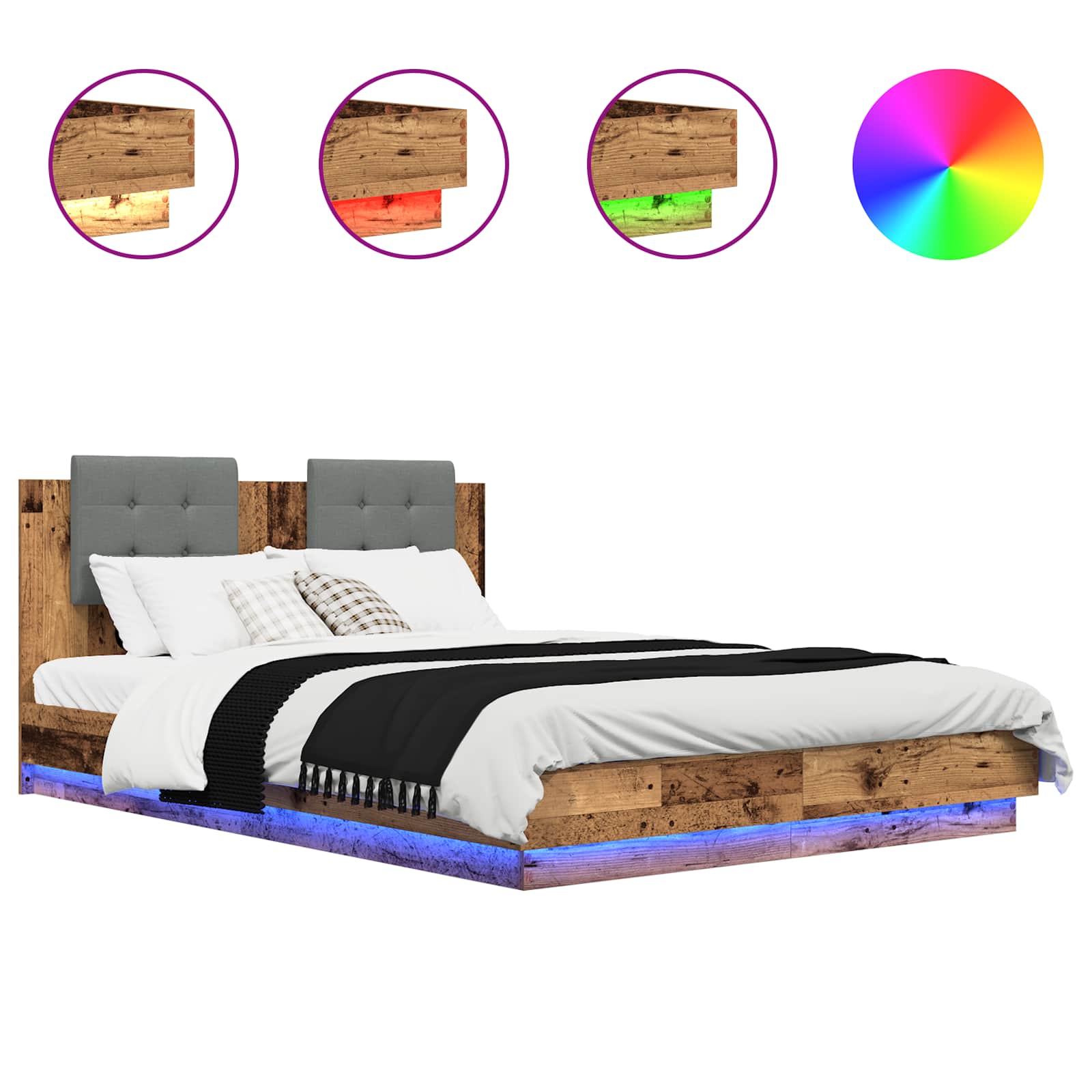 Bettgestell mit Kopfteil Altholz 150 x 200 cm Holzwerkstoff