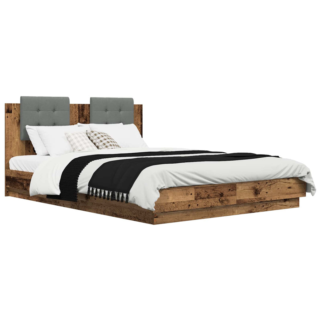Bettgestell mit Kopfteil Altholz 140 x 200 cm Holzwerkstoff