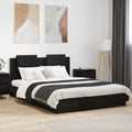 Bettgestell mit Kopfteil Schwarz Eichen-Optik 120 x 200 cm