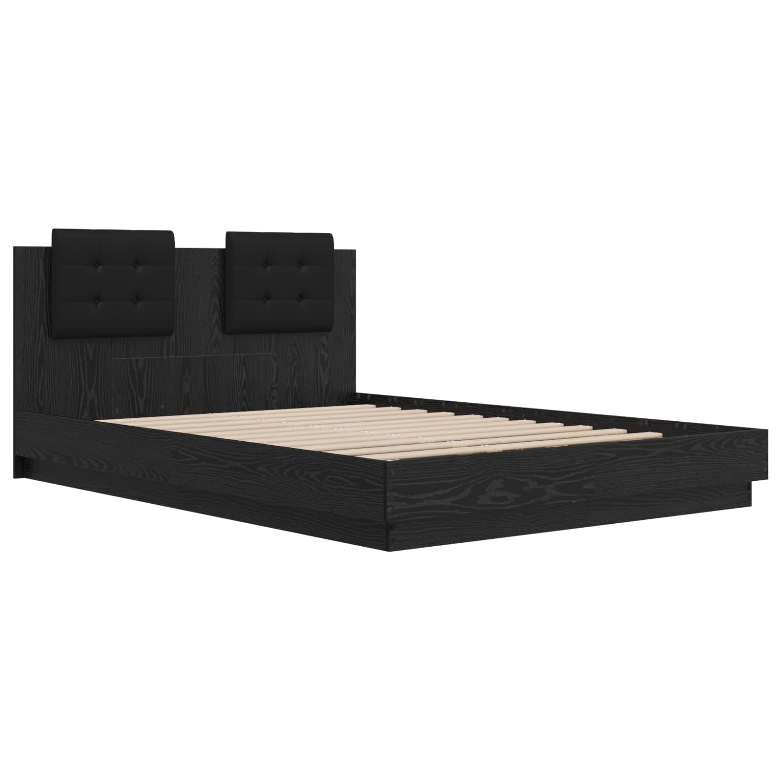 Bettgestell mit Kopfteil Schwarz Eichen-Optik 120 x 200 cm