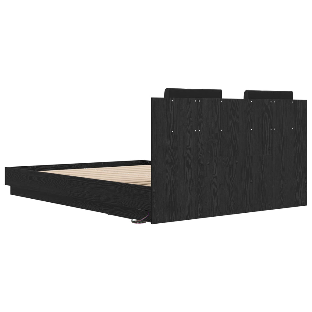 Bettgestell mit Kopfteil Schwarz Eichen-Optik 120 x 200 cm