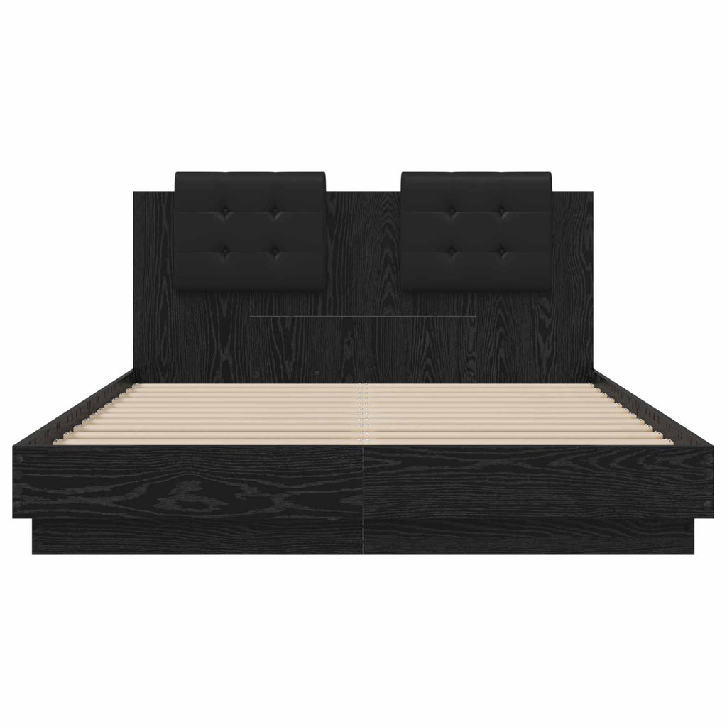 Bettgestell mit Kopfteil Schwarz Eichen-Optik 120 x 200 cm