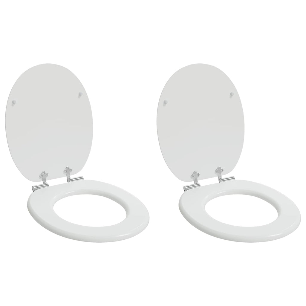Soft-Close Toilettensitz 2 pcs Weiß 44 x 38 cm MDF-Platte