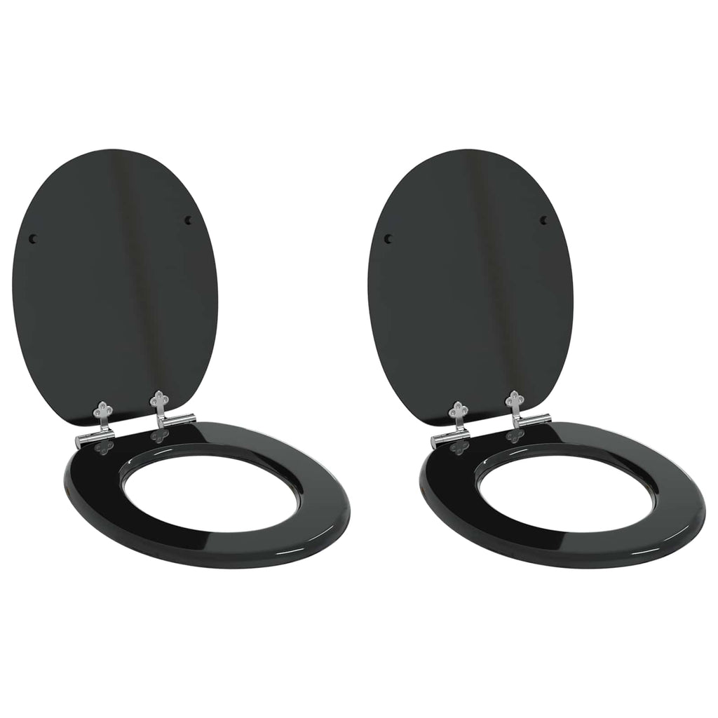 Soft-Close Toilettensitz 2 pcs Schwarz 44 x 38 cm MDF-Platte
