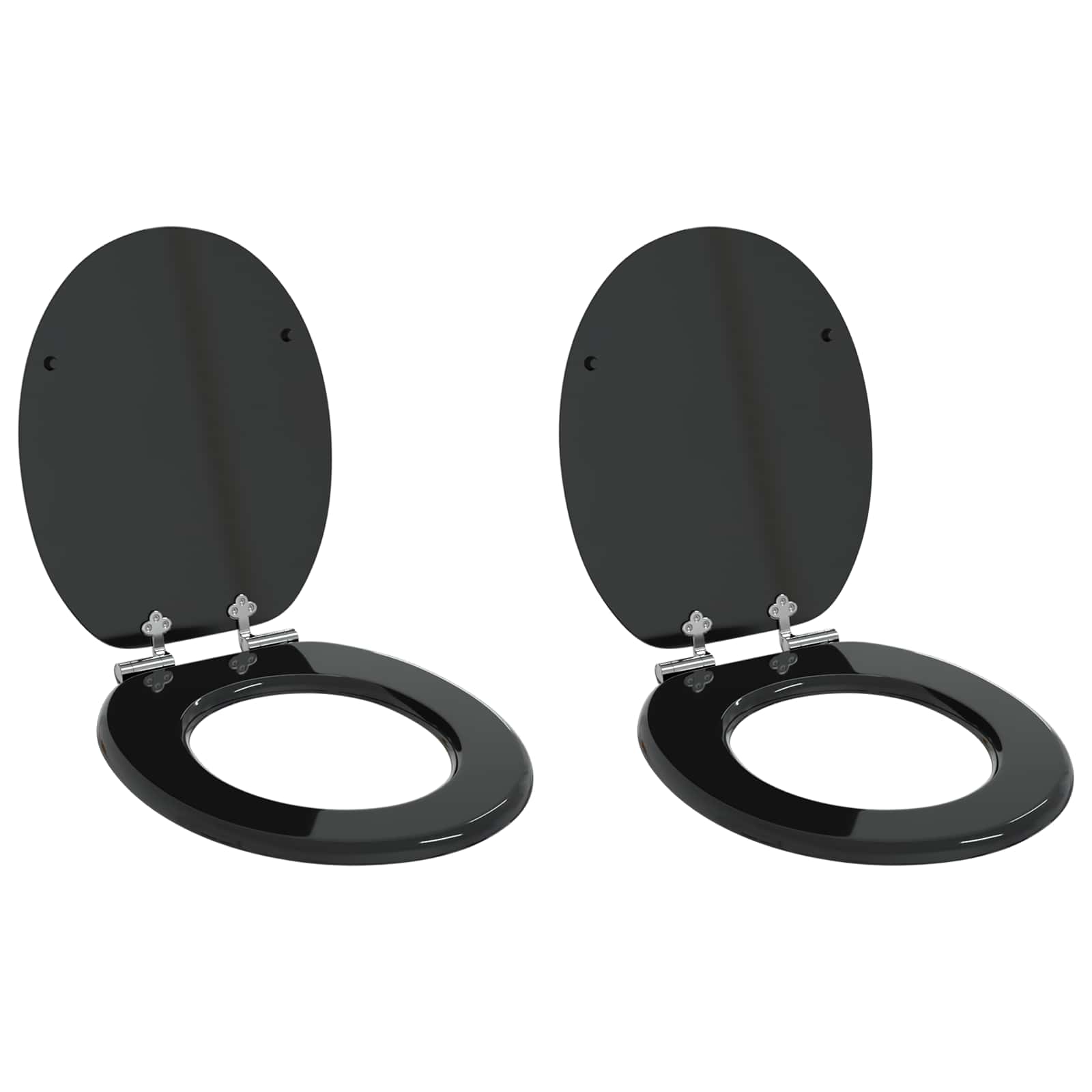Soft-Close Toilettensitz 2 pcs Schwarz 44 x 38 cm MDF-Platte