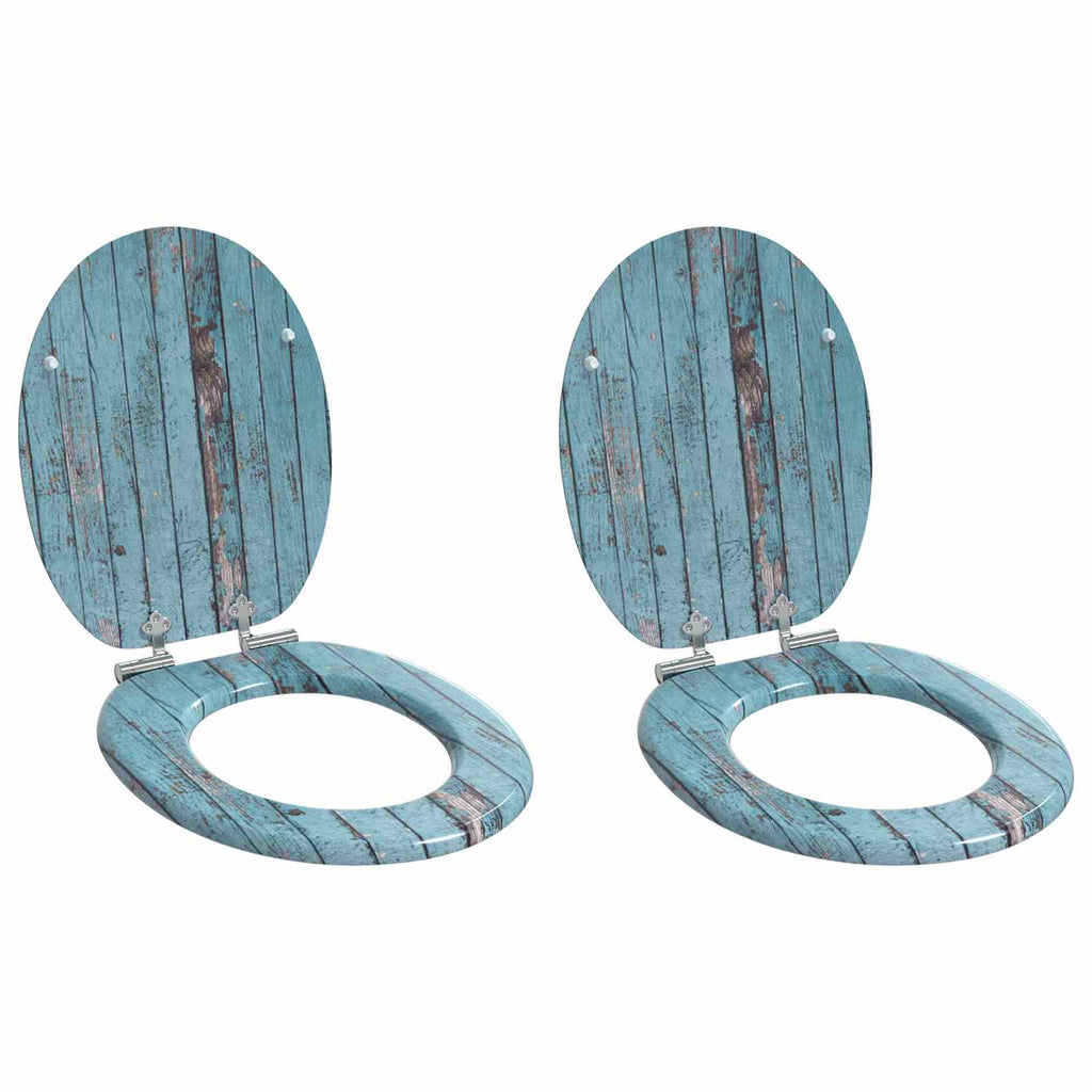 Soft-Close Toilettensitz 2 pcs Blau 44 x 38 cm MDF-Platte