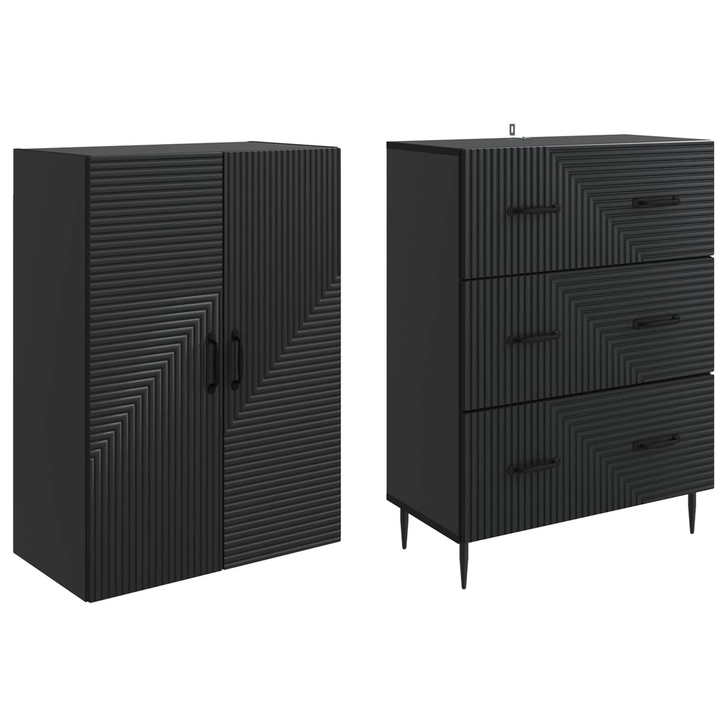Schrankset 2 pcs Schwarz 66 x 34,5 x 90 cm Holzwerkstoff