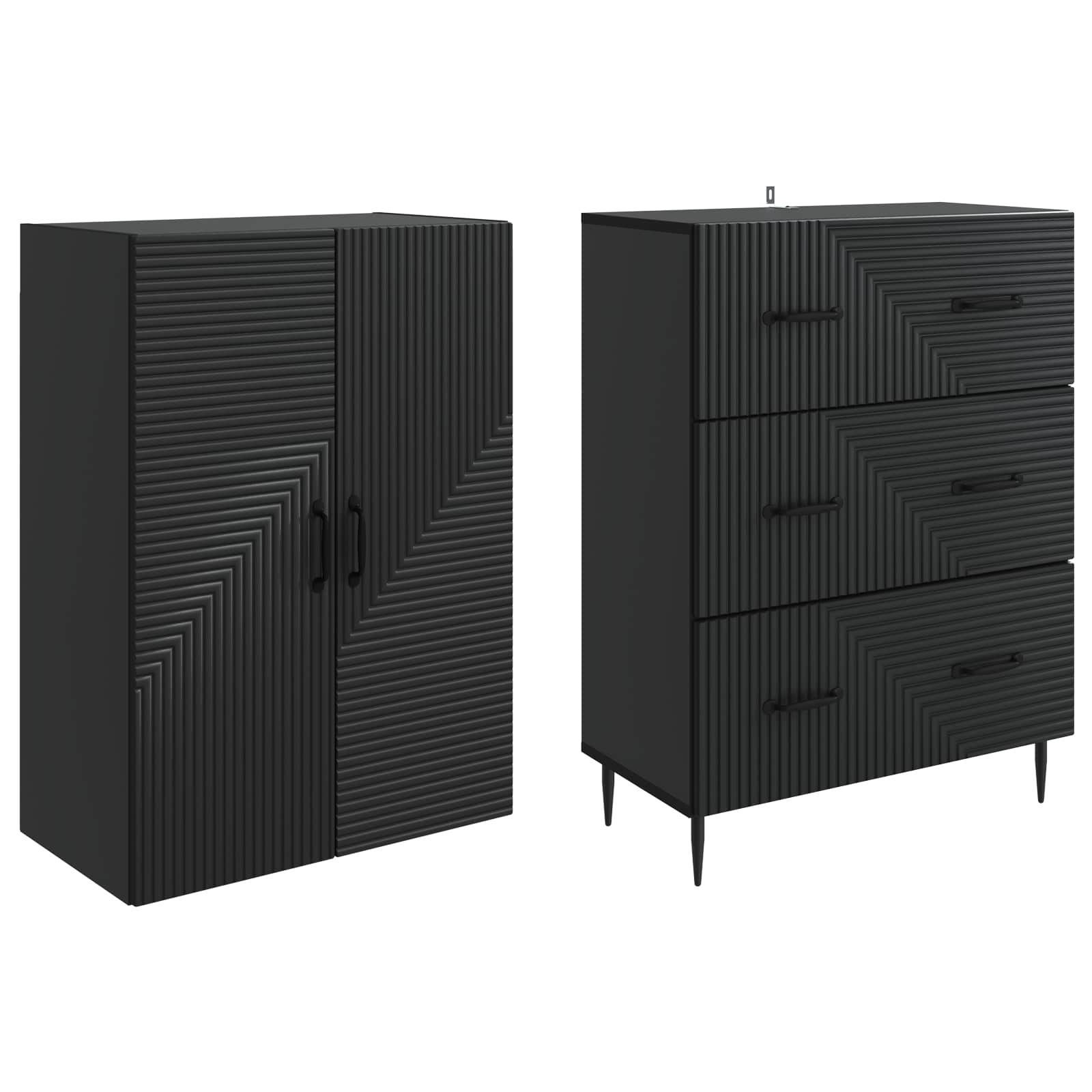 Schrankset 2 pcs Schwarz 66 x 34,5 x 90 cm Holzwerkstoff