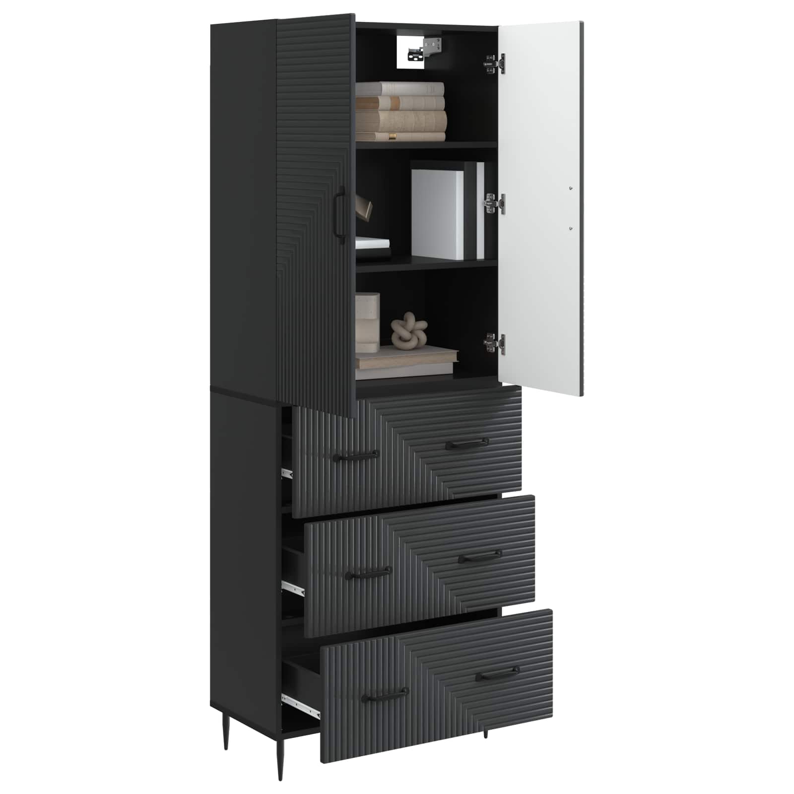 Schrankset 2 pcs Schwarz 66 x 34,5 x 90 cm Holzwerkstoff