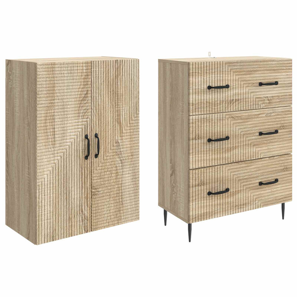 Schrankset 2 pcs Sonoma-Eiche 66 x 34,5 x 90 cm Holzwerkstoff