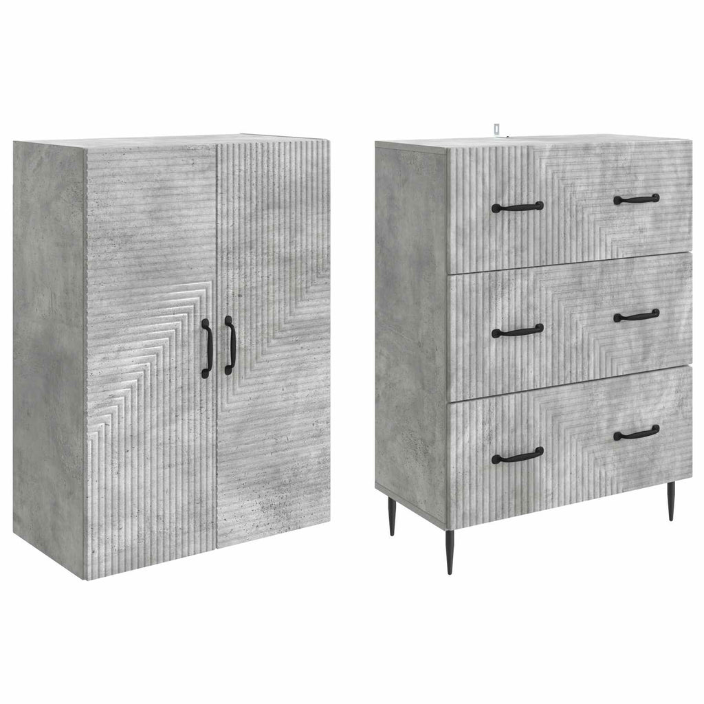 Schrankset 2 pcs Betongrau 66 x 34,5 x 90 cm Holzwerkstoff