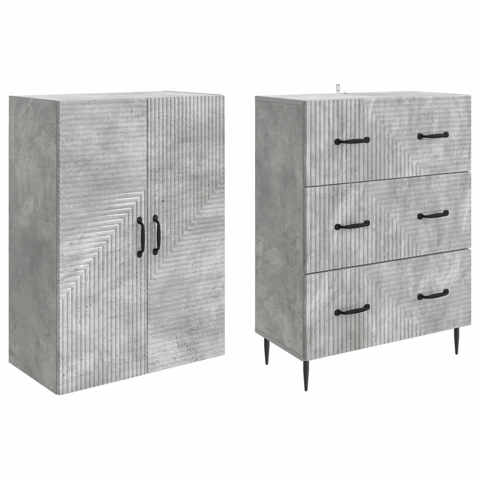 Schrankset 2 pcs Betongrau 66 x 34,5 x 90 cm Holzwerkstoff