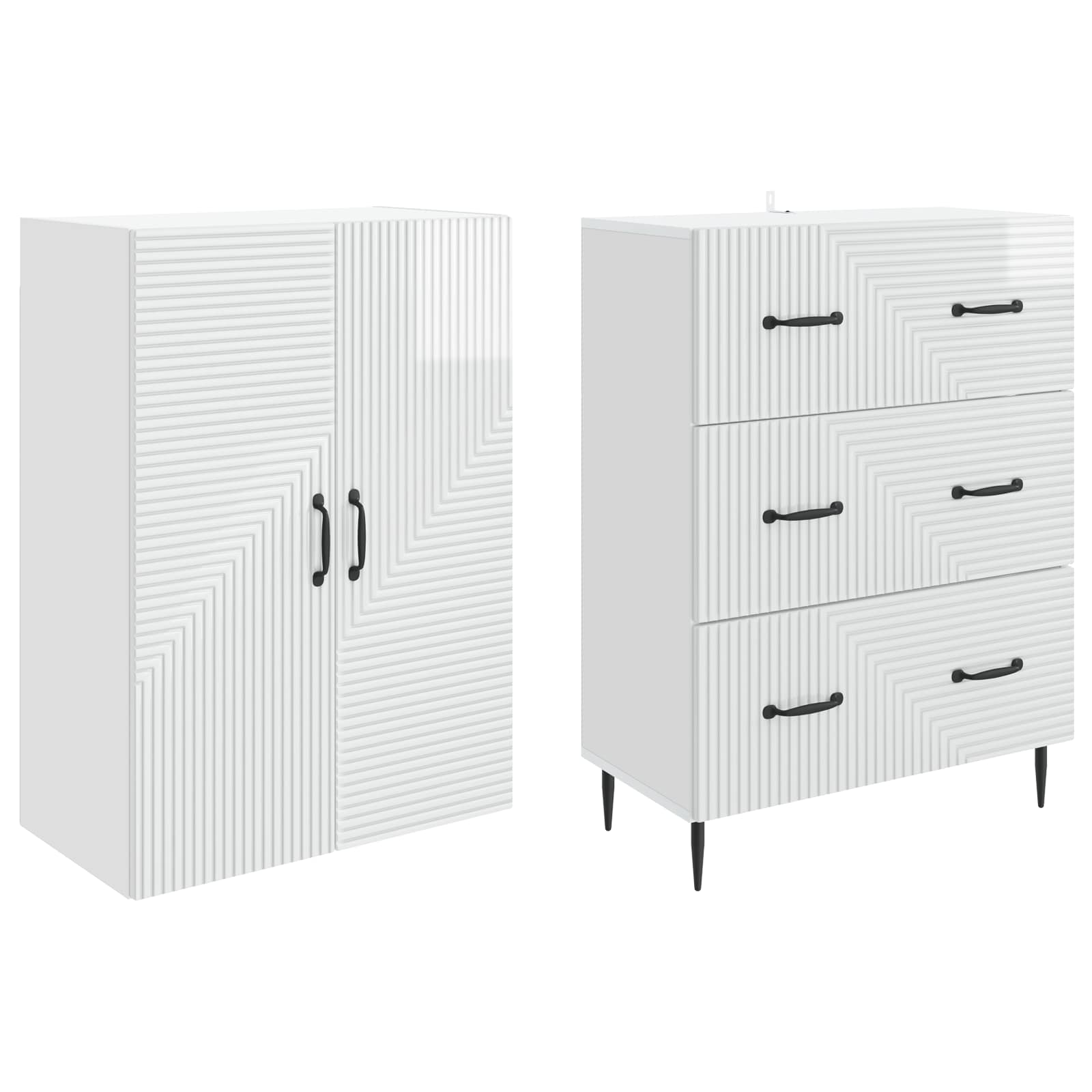 Schrankset 2 pcs Hochglanz Weiß 66 x 34,5 x 90 cm Holzwerkstoff
