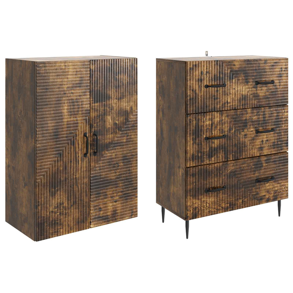 Schrankset 2 pcs Geräucherte Eiche 66 x 34,5 x 90 cm