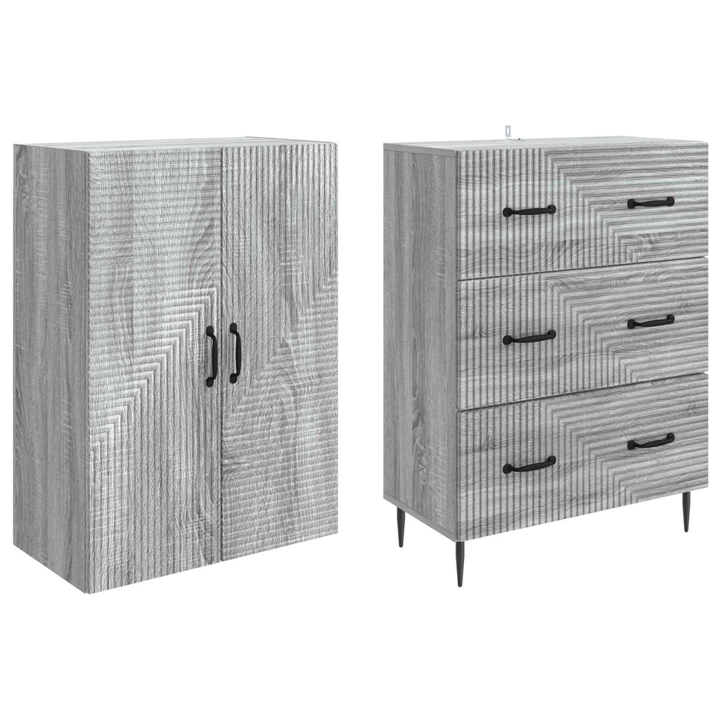 Schrankset 2 pcs Grau Sonoma 66 x 34,5 x 90 cm Holzwerkstoff