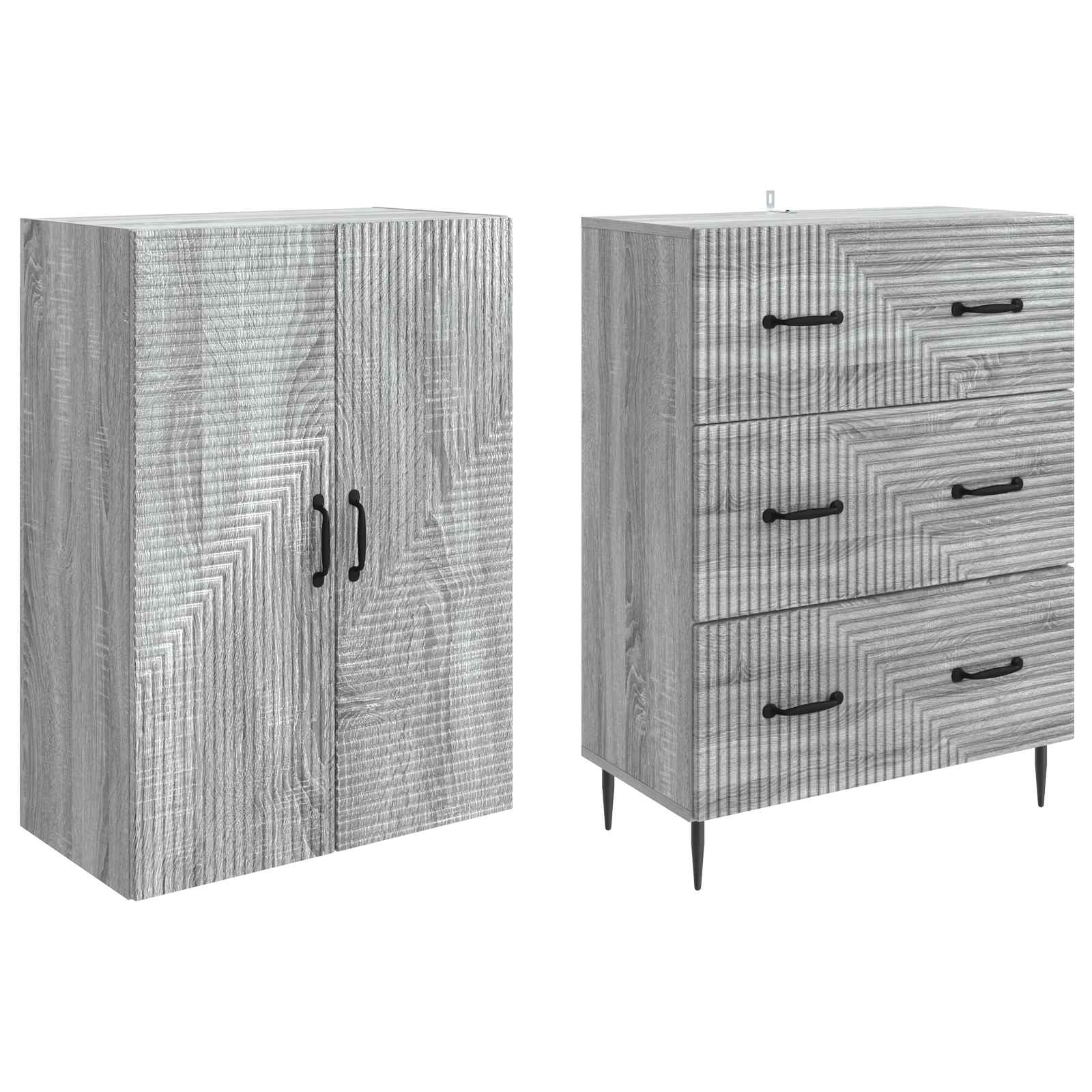 Schrankset 2 pcs Grau Sonoma 66 x 34,5 x 90 cm Holzwerkstoff