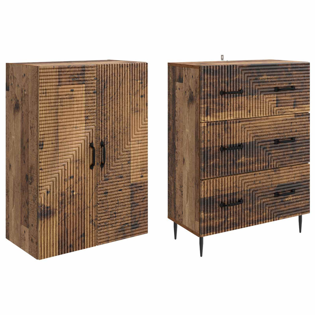 Schrankset 2 pcs Altholz 66 x 34,5 x 90 cm Holzwerkstoff
