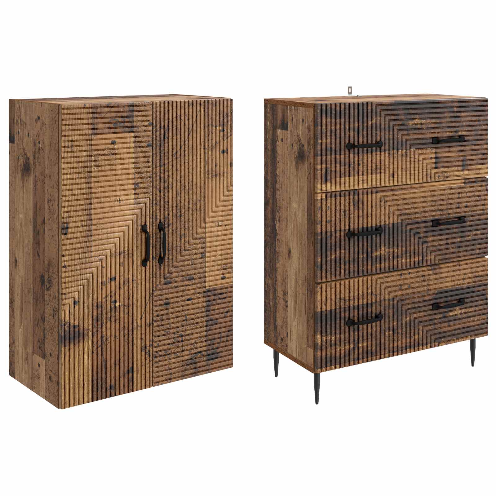 Schrankset 2 pcs Altholz 66 x 34,5 x 90 cm Holzwerkstoff