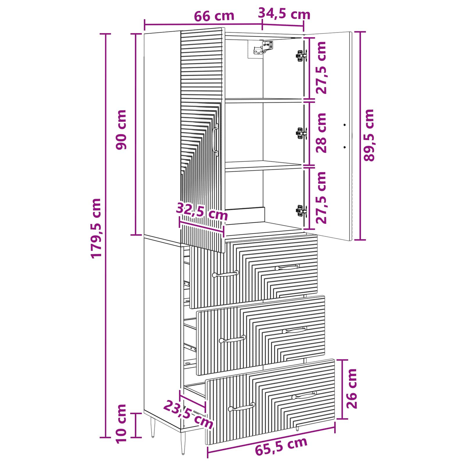 Schrankset 2 pcs Altholz 66 x 34,5 x 90 cm Holzwerkstoff