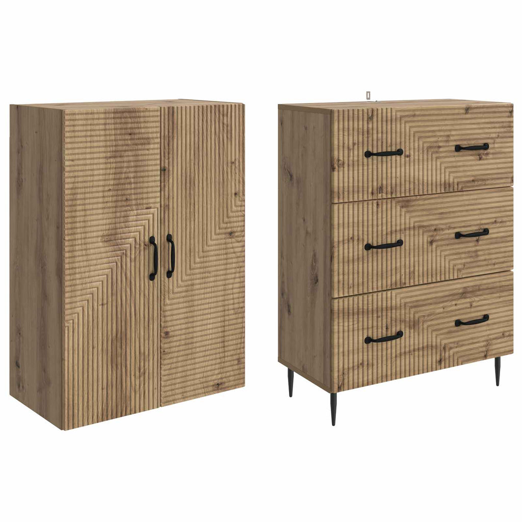 Schrankset 2 pcs Artisan-Eiche 66 x 34,5 x 90 cm Holzwerkstoff