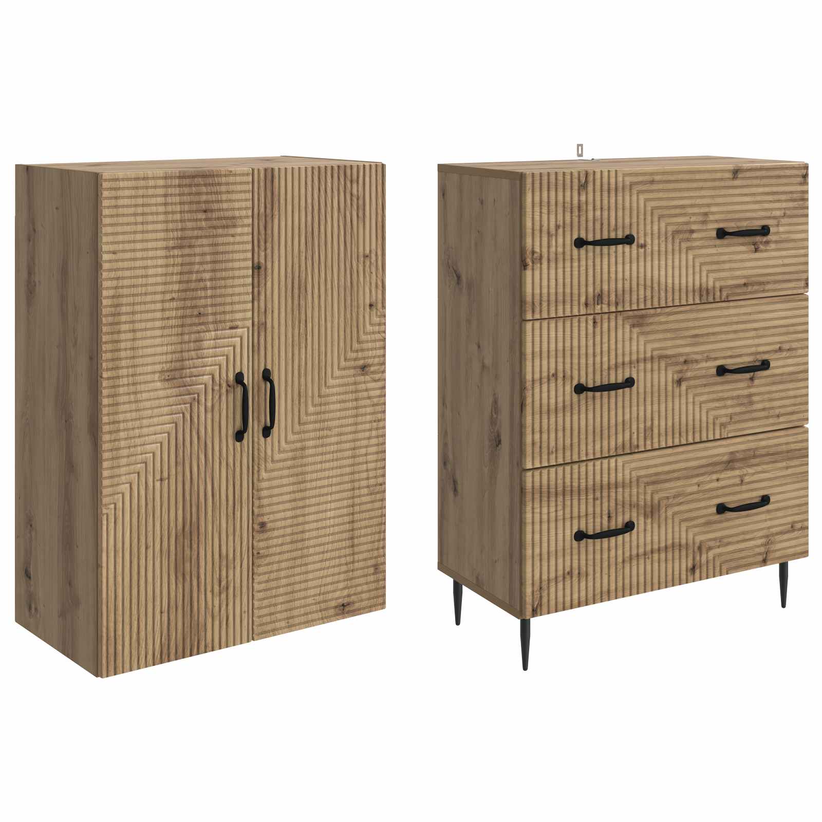 Schrankset 2 pcs Artisan-Eiche 66 x 34,5 x 90 cm Holzwerkstoff