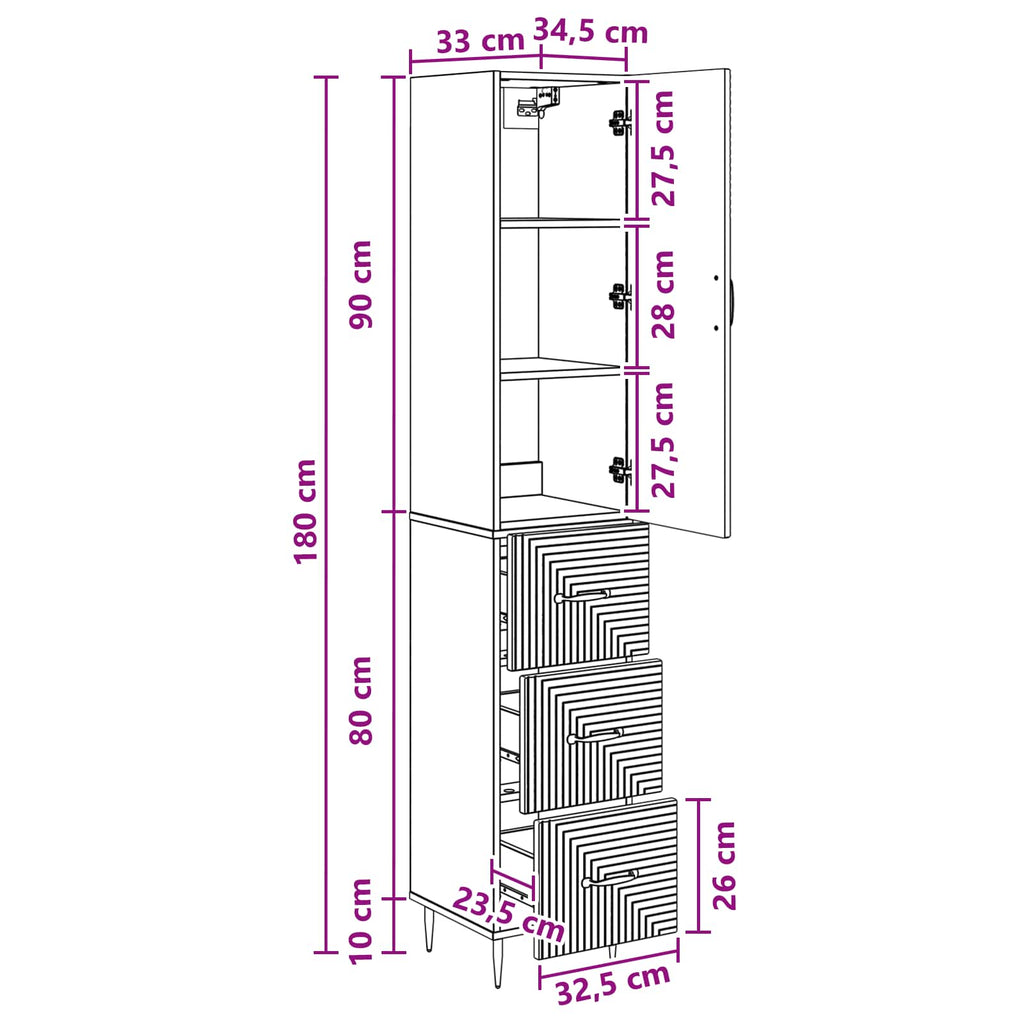 Schrankset 2 pcs Sonoma-Eiche 33 x 34,5 x 90 cm Holzwerkstoff