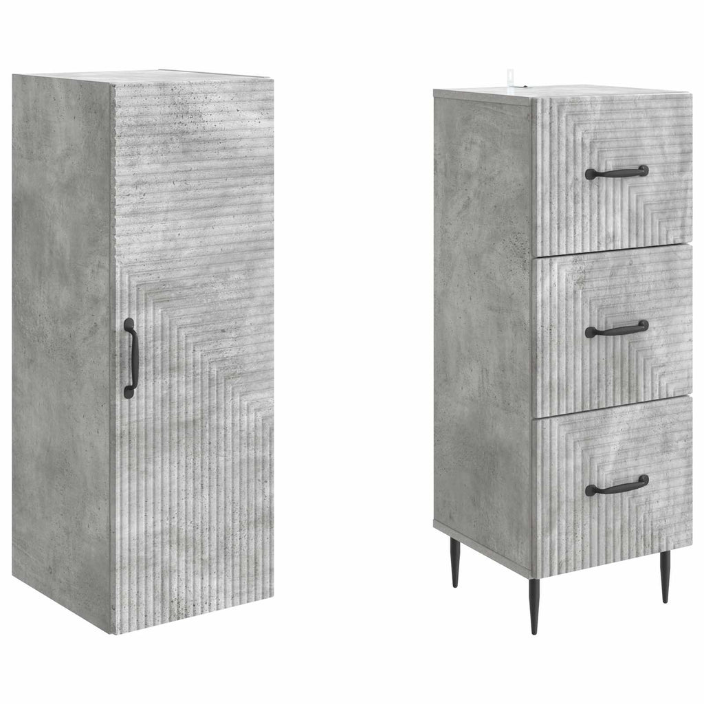 Schrankset 2 pcs Betongrau 33 x 34,5 x 90 cm Holzwerkstoff