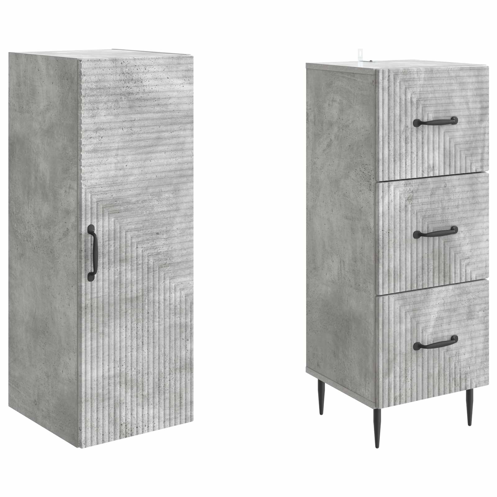 Schrankset 2 pcs Betongrau 33 x 34,5 x 90 cm Holzwerkstoff