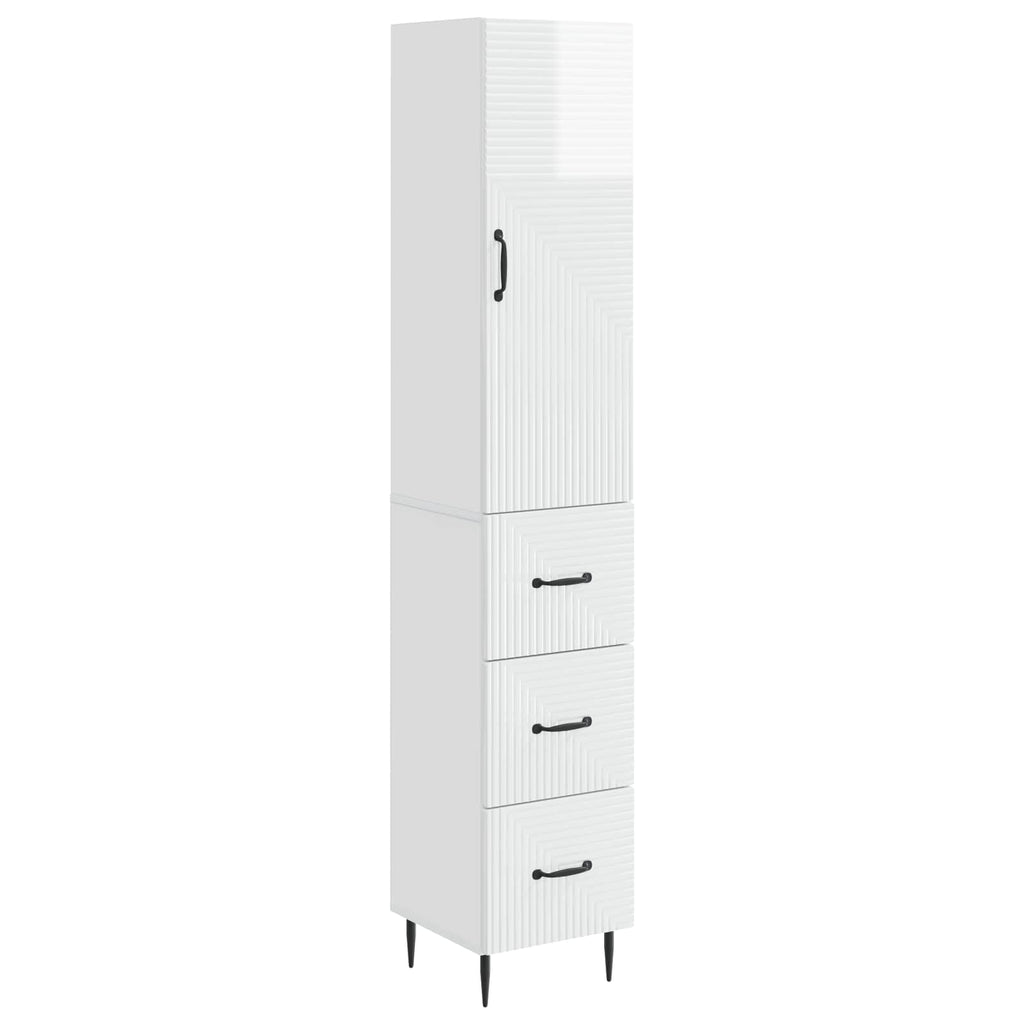 Schrankset 2 pcs Hochglanz Weiß 33 x 34,5 x 90 cm Holzwerkstoff