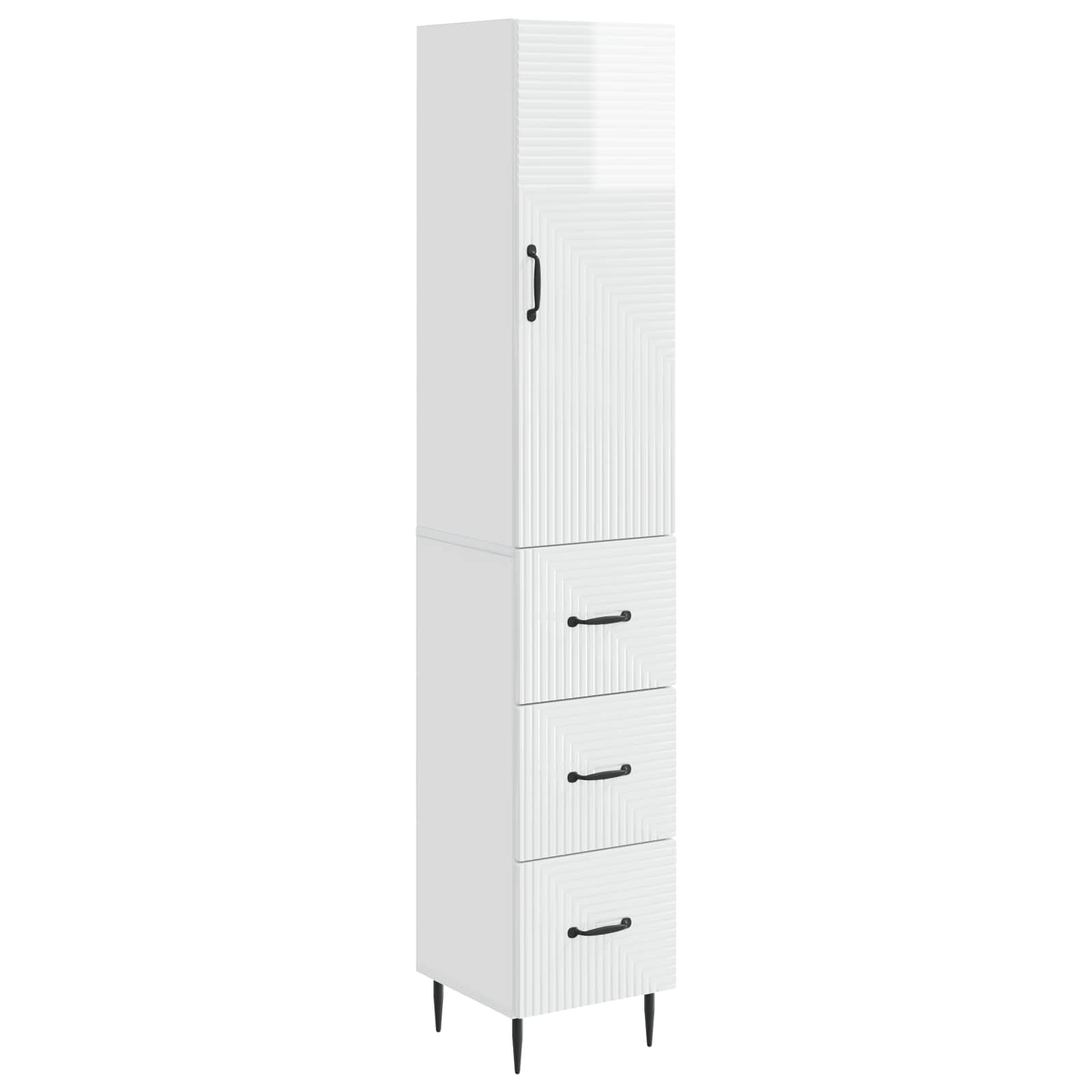 Schrankset 2 pcs Hochglanz Weiß 33 x 34,5 x 90 cm Holzwerkstoff